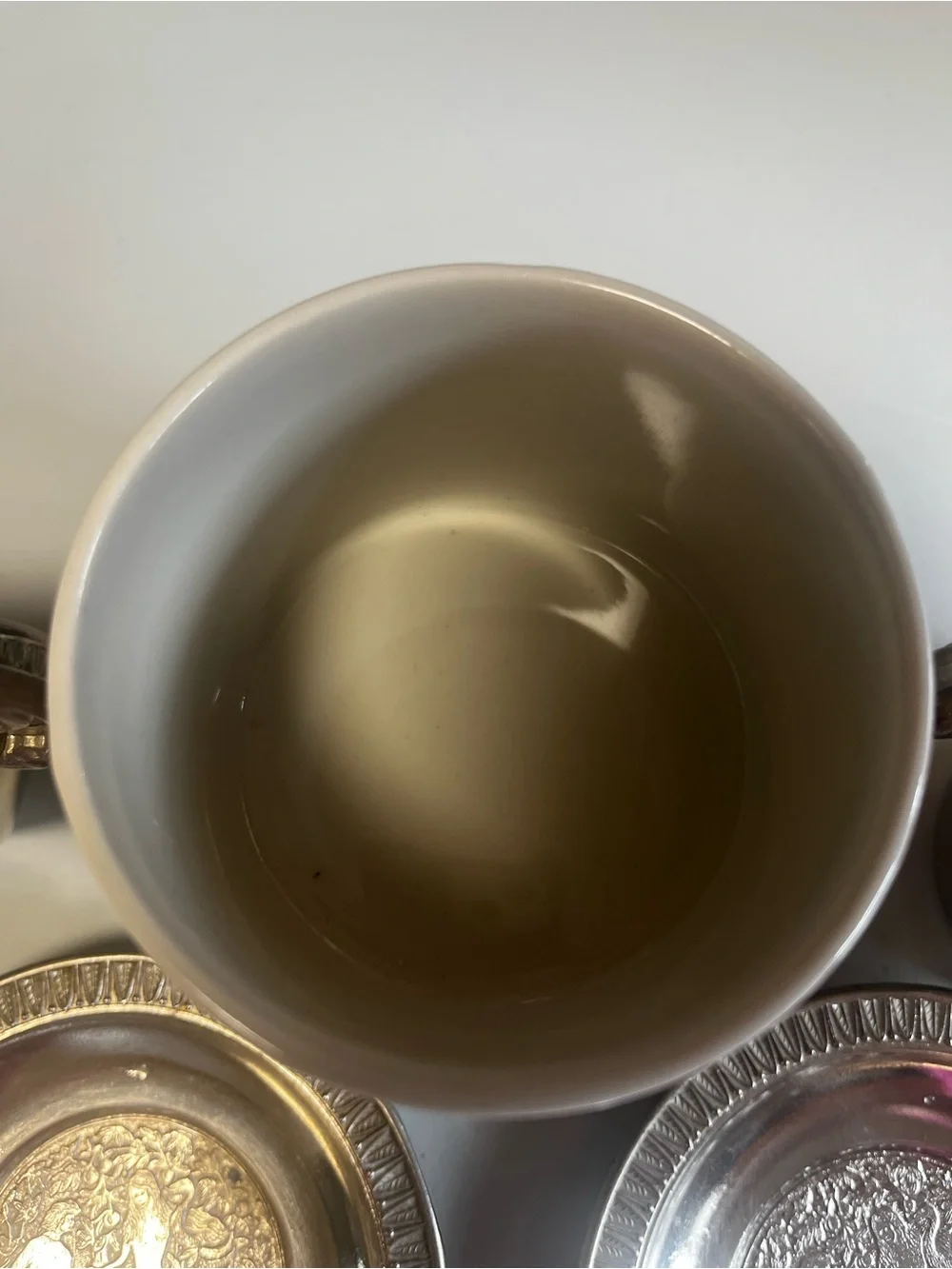 Vintage Zajecar Italy EP Zinc Art Style Porcelain & Pewter Espresso Cups Sugar - Picture 9 of 10